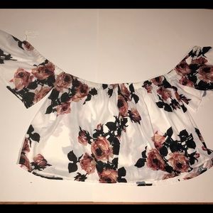 Fashion nova off the shoulder floral crop top